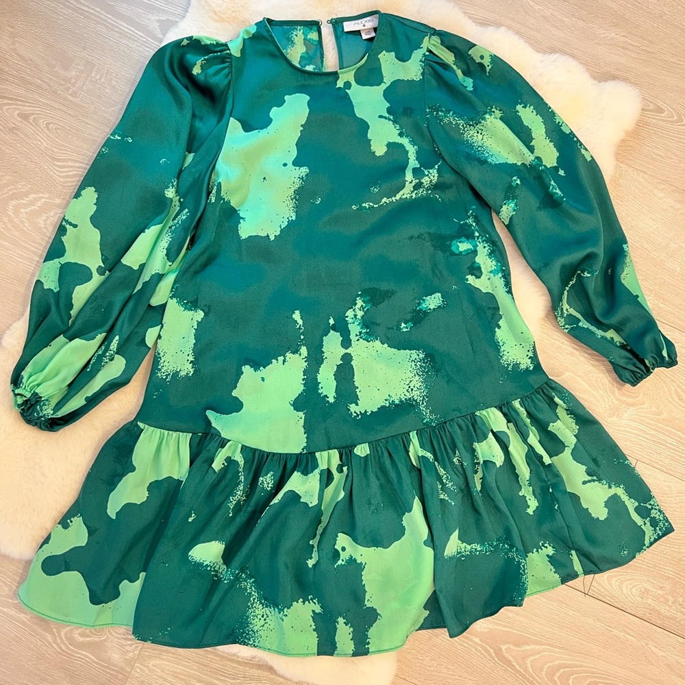 NWOT Alexis x Target Teal Satin Drop Waist Dress
